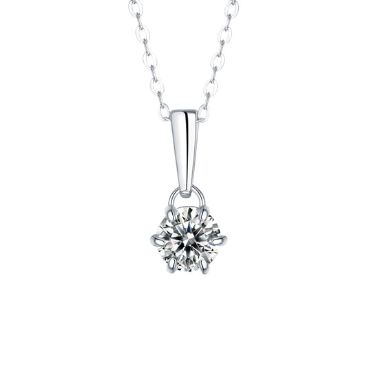 925 silver inlaid moissanite water drop necklace six-claw pendant collarbone chain