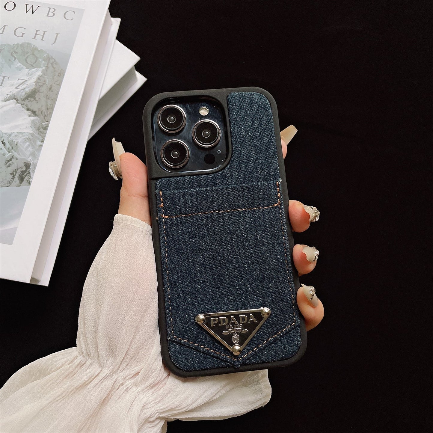 Denim Triangle Logo Card Case
