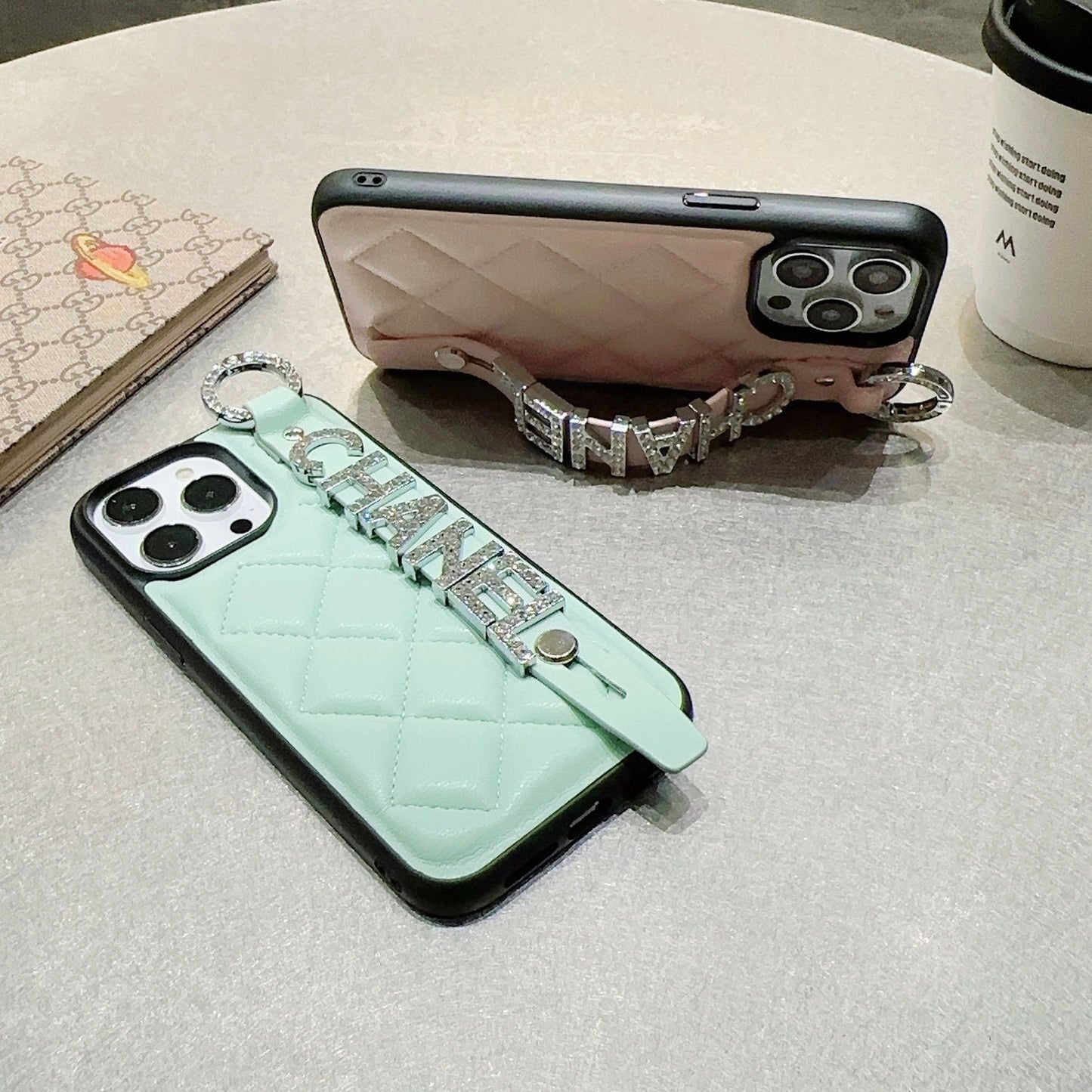 Shiny Diamond Wristband Leather Case