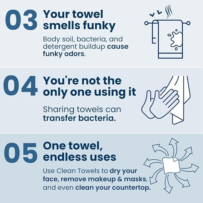 Clean Skin Club , 100% USDA Biobased Face Towel, Disposable Face Towelette, Eczema Association Accepted, Makeup Remover Dry Wipes, Ultra Soft, 50 Ct, 1 Pack