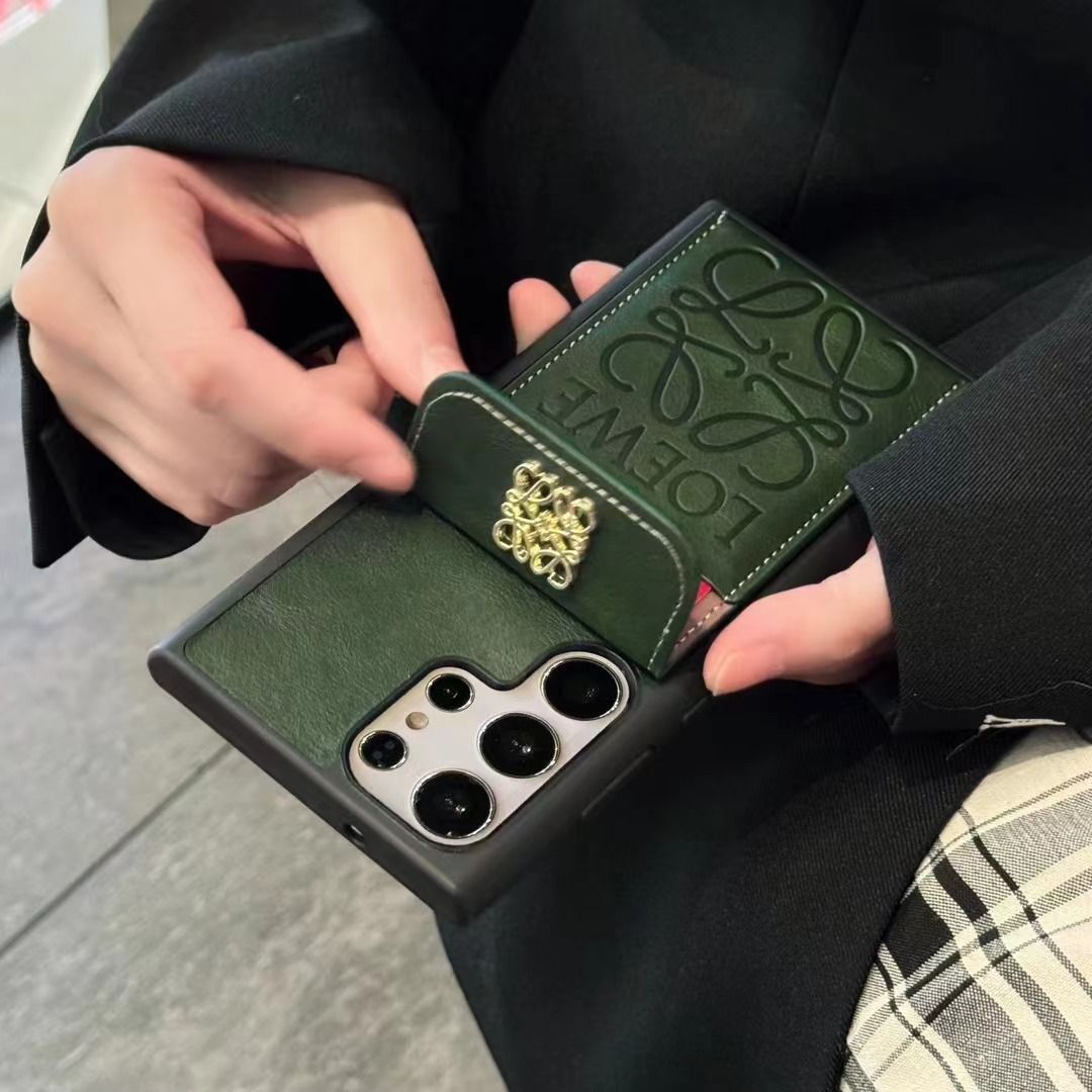Metal Embroidered Leather Card Samsung Case
