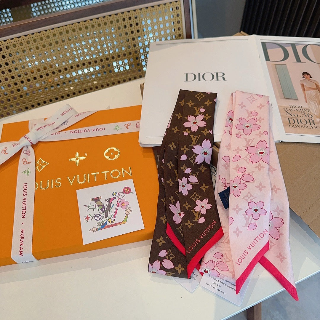 Silk twill long scarf headband π