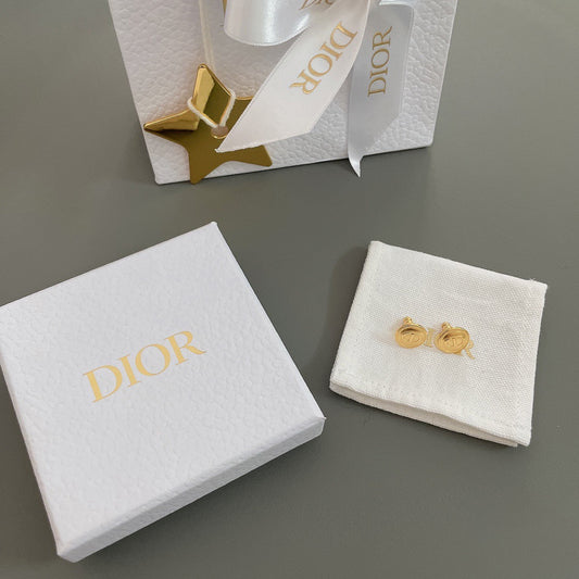 Small round brand earrings