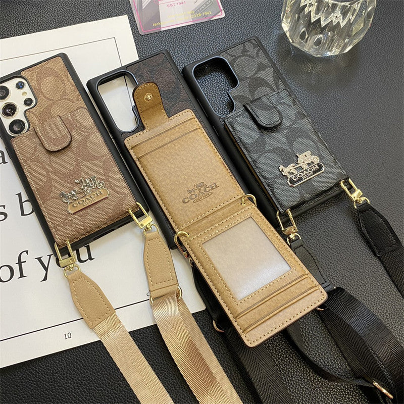 Leather Embossed Carriage Card Lanyard Samsung Case
