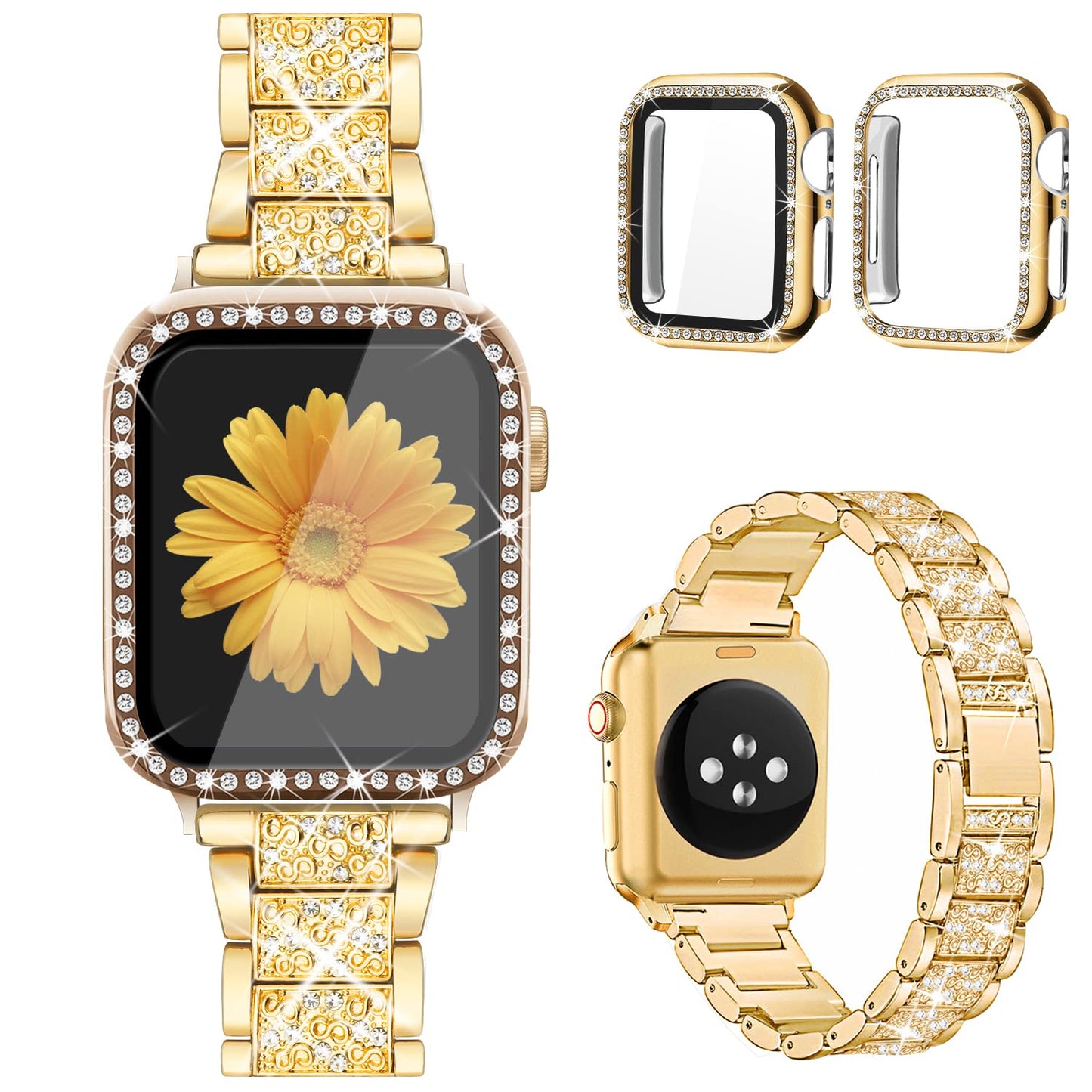 Jueves Compatible for Apple Watch Band with Screen Protector Case