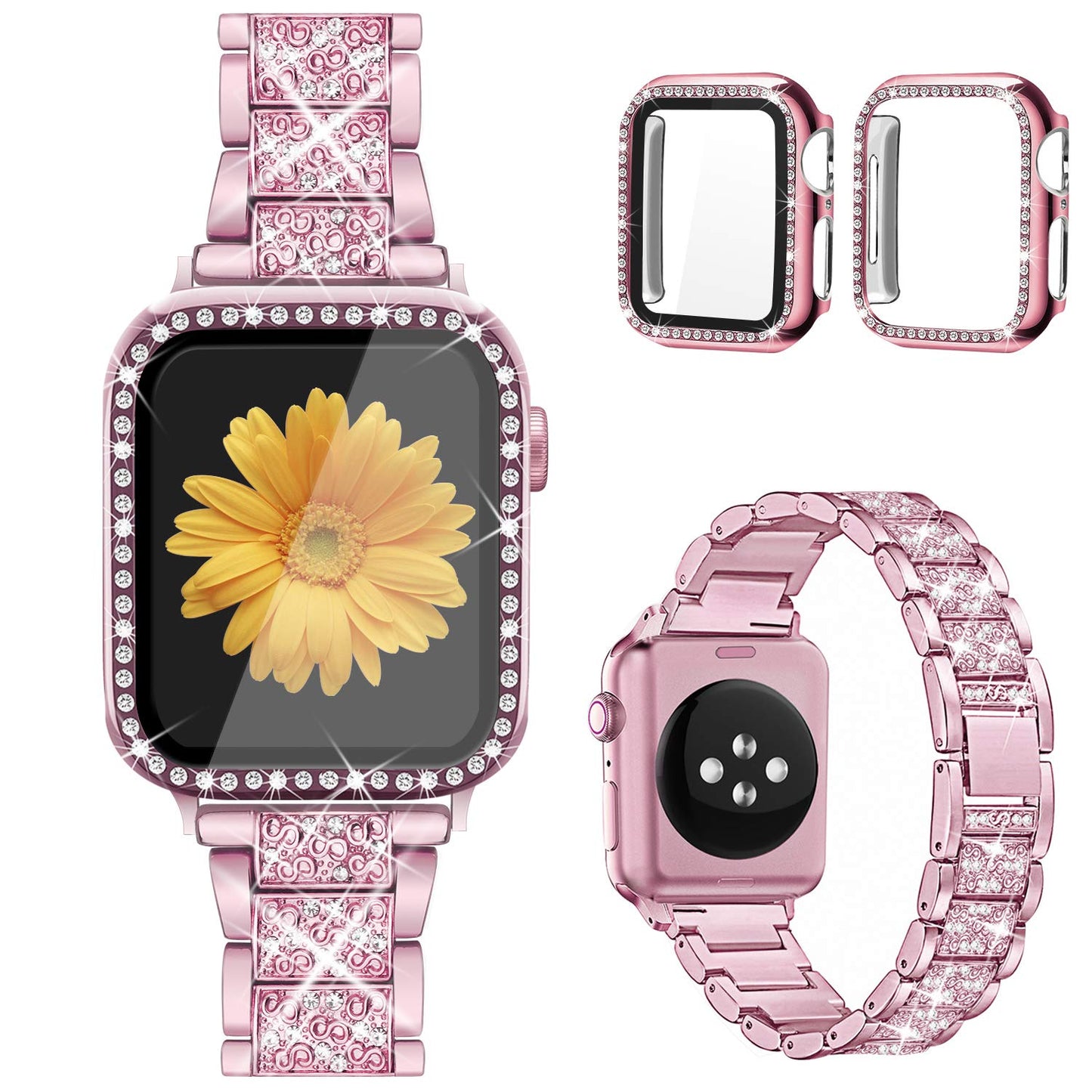 Jueves Compatible for Apple Watch Band with Screen Protector Case