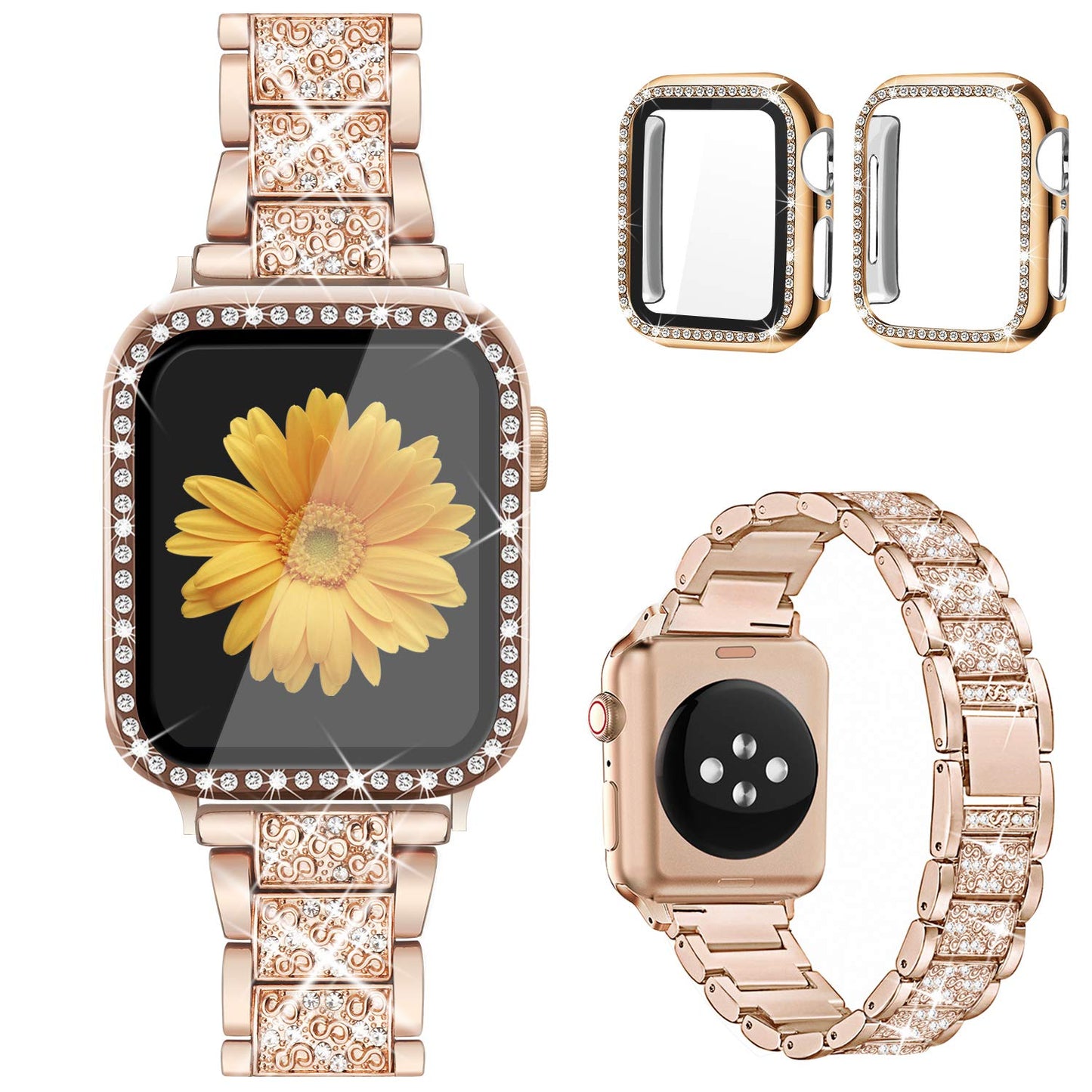 Jueves Compatible for Apple Watch Band with Screen Protector Case