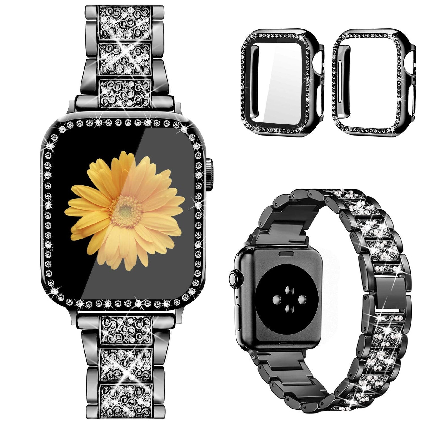 Jueves Compatible for Apple Watch Band with Screen Protector Case