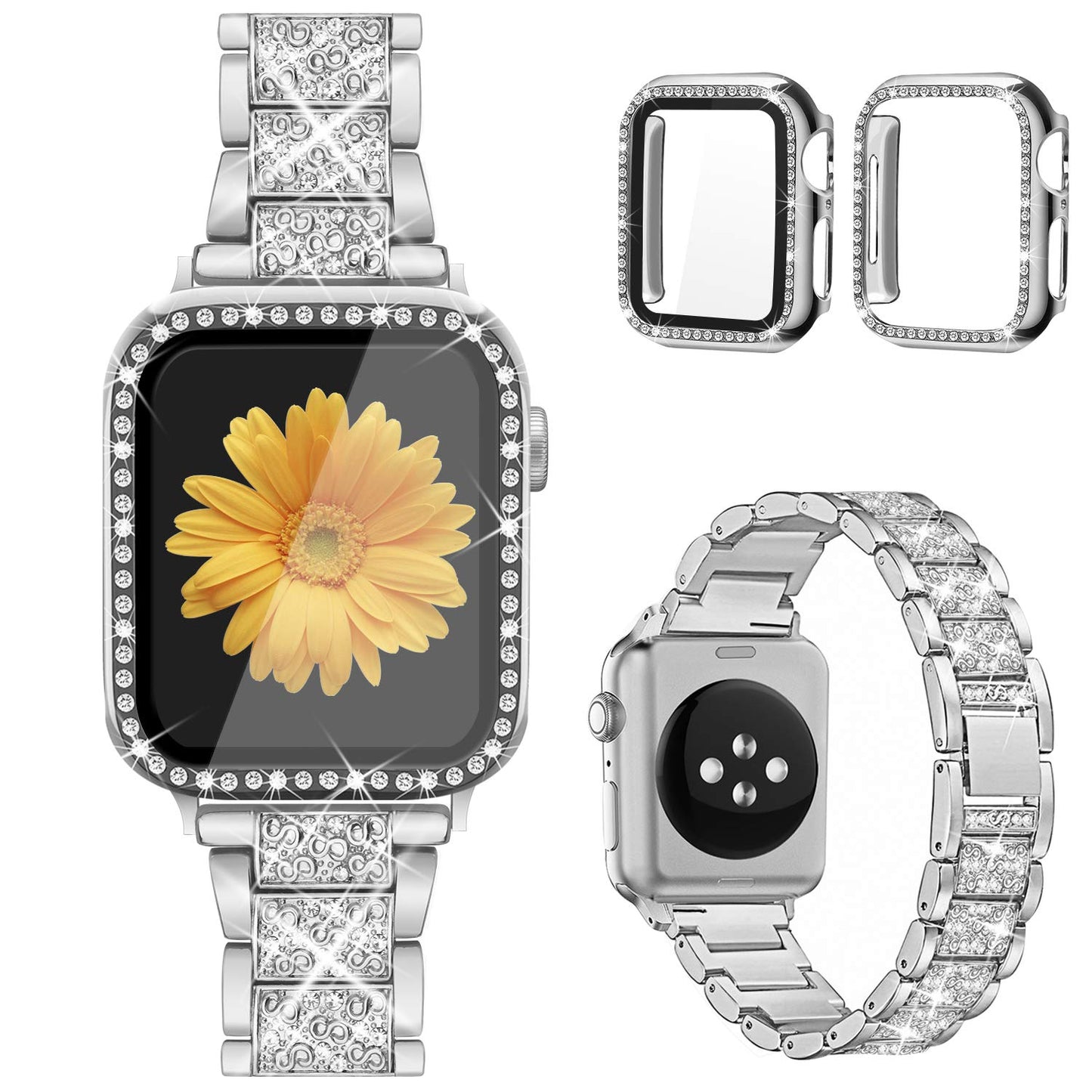 Jueves Compatible for Apple Watch Band with Screen Protector Case