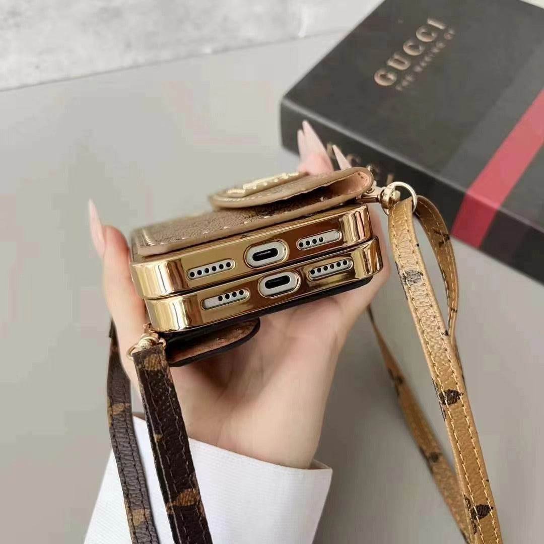 Luxury Rivet Leather Crossbody Case
