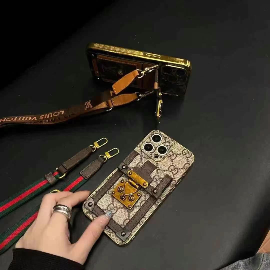 Fashion Lock Buckle Electroplated Crossbody Card Case