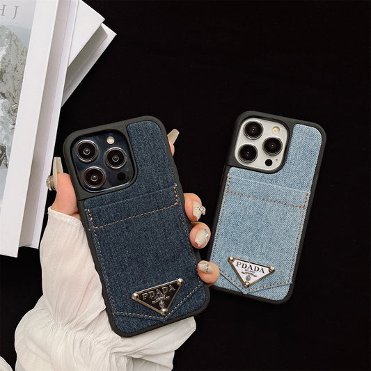 Denim Triangle Logo Card Case