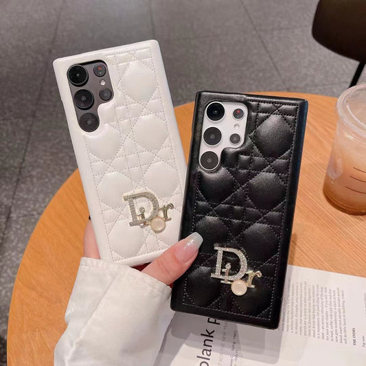 Leather Pearl Letter Logo Samsung Case