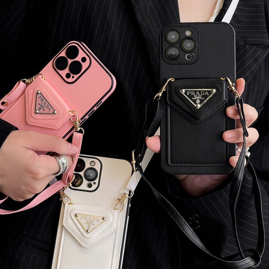 Triangle Logo Card Holder Crossbody Case