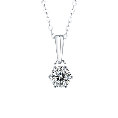 925 silver inlaid moissanite water drop necklace six-claw pendant collarbone chain