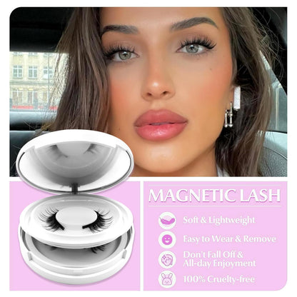 Magnetic Eyelashes with Applicator,2025 New Reusable Magnetic Eyelashes Natural Look No Glue or Liner Needed,Upgraded Soft Lashes for Daily Use(Camellia+Simple)