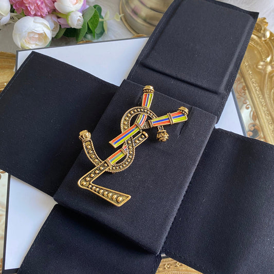 Vintage Colorful Striped Brooch