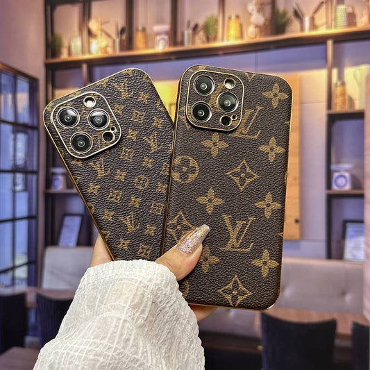 Gold-edged electroplated leather case