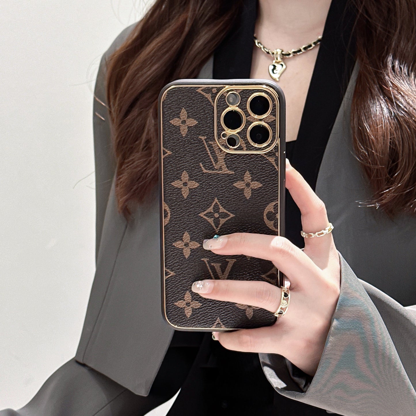 Electroplating Full Cover Leather Embossed Case