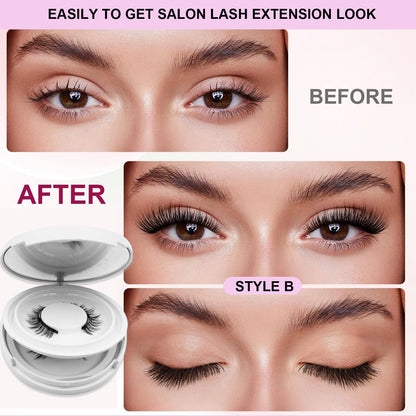 Magnetic Eyelashes with Applicator,2025 New Reusable Magnetic Eyelashes Natural Look No Glue or Liner Needed,Upgraded Soft Lashes for Daily Use(Camellia+Simple)