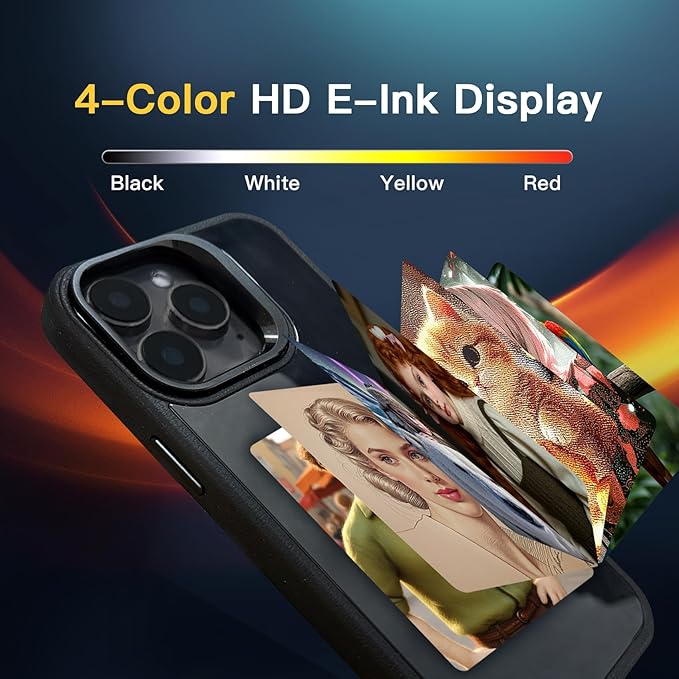 The latest AI ink screen iPhone case in 2025, 4-color HD 4.0-inch large screen, built-in lens holder, the best smart NFC phone case