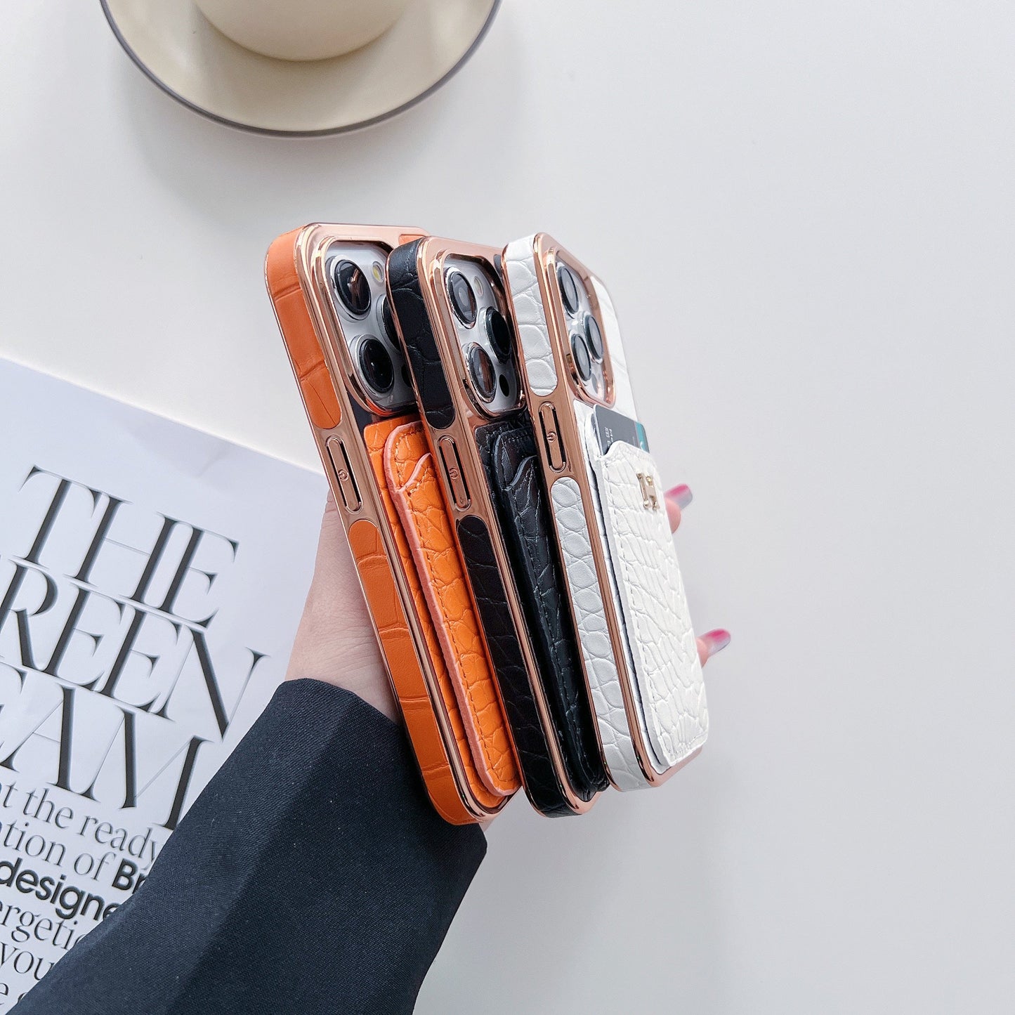 Electroplating Leather Card Holder Case