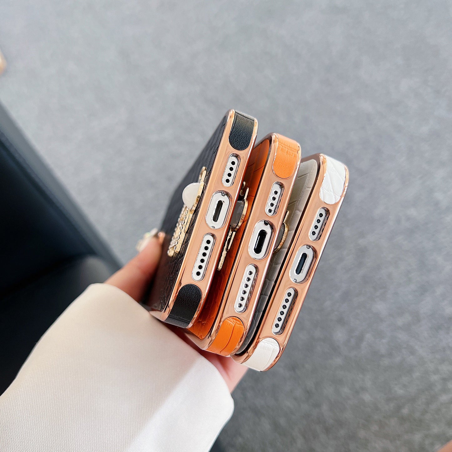 Electroplating All-inclusive Crocodile Pattern Leather Case