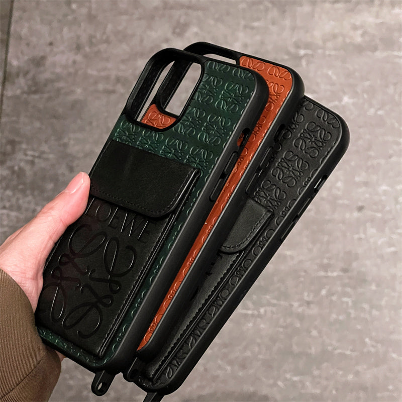 Leather Card Holder With Strap Case