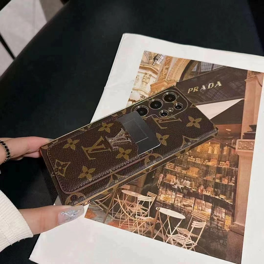 Retro Electroplating Embossed Card Holder Samsung Case