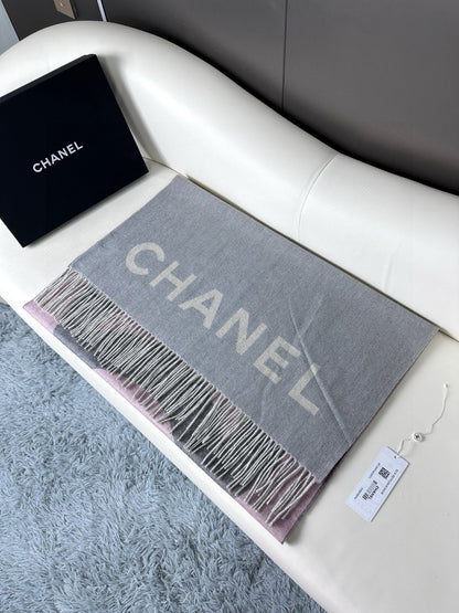 Cashmere double-sided purple natural color and deep gray transition large shawl