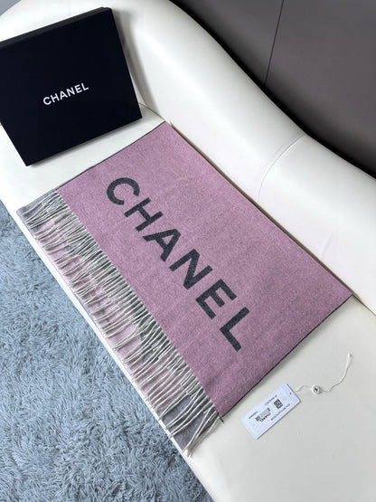 Cashmere double-sided purple natural color and deep gray transition large shawl