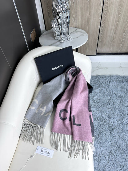 Cashmere double-sided purple natural color and deep gray transition large shawl