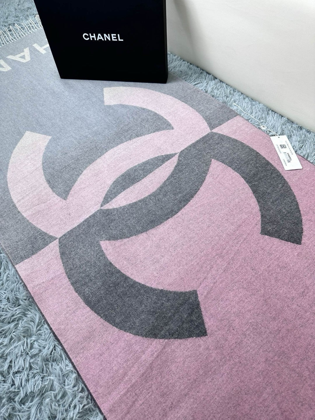 Cashmere double-sided purple natural color and deep gray transition large shawl