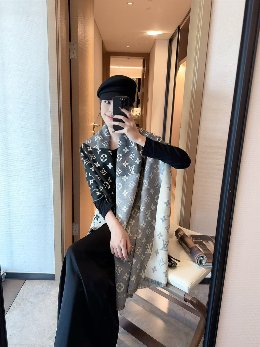 👑 Cashmere gradient jacquard classic design long scarf