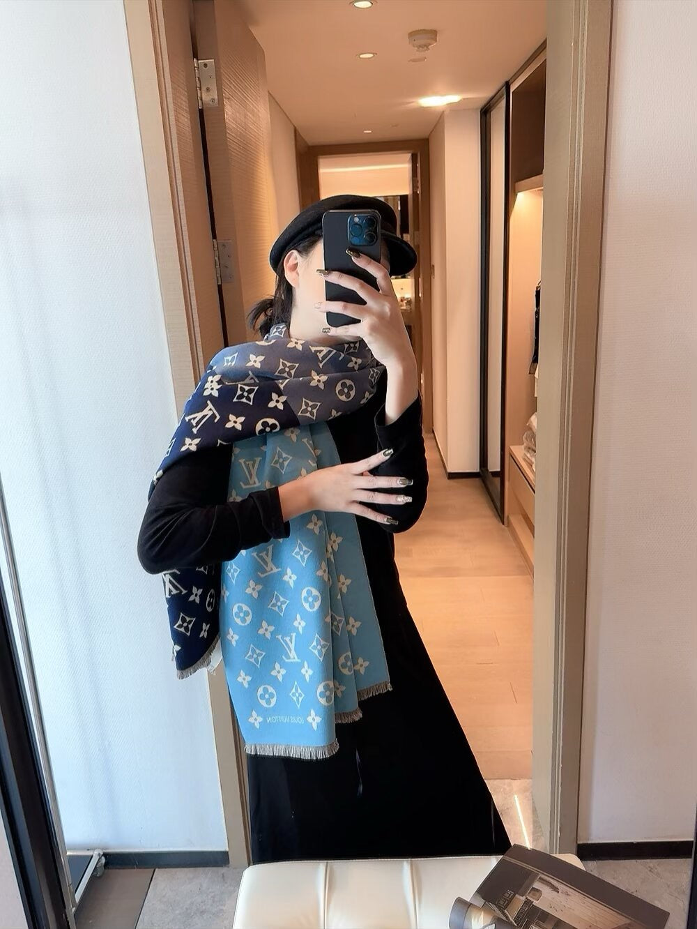 👑 Cashmere gradient jacquard classic design long scarf