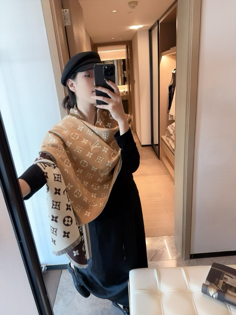 👑 Cashmere gradient jacquard classic design long scarf
