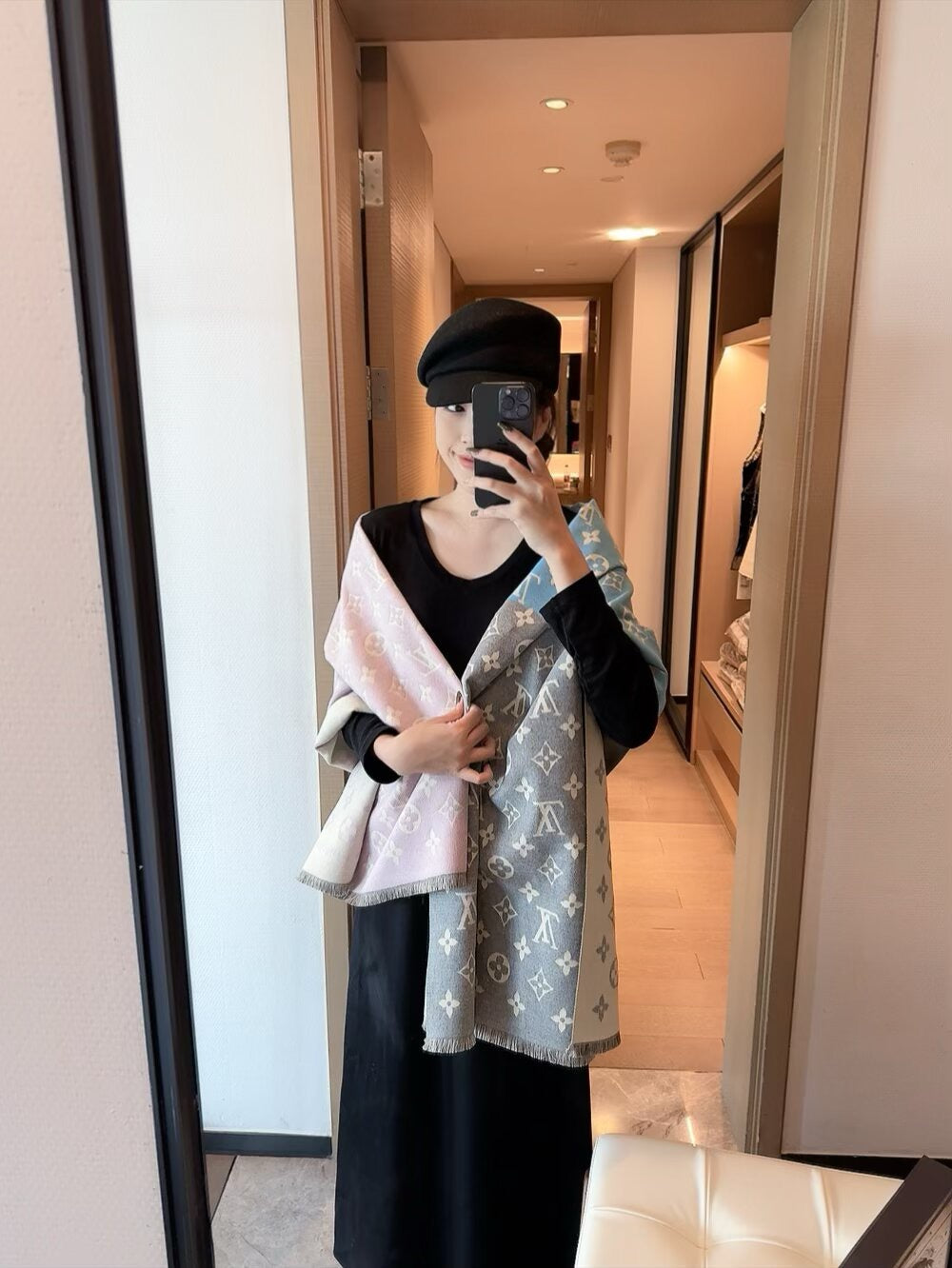 👑 Cashmere gradient jacquard classic design long scarf