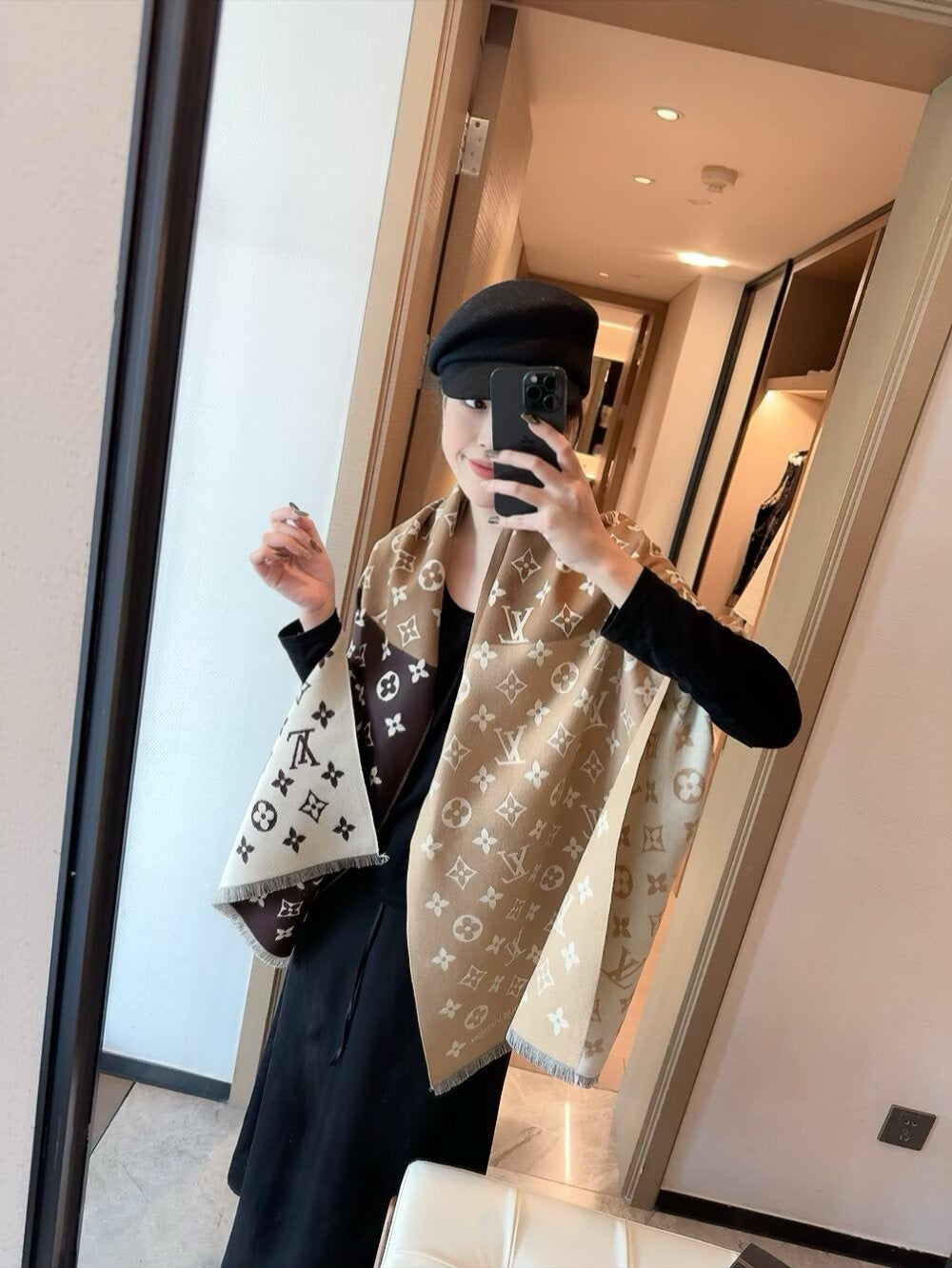 👑 Cashmere gradient jacquard classic design long scarf