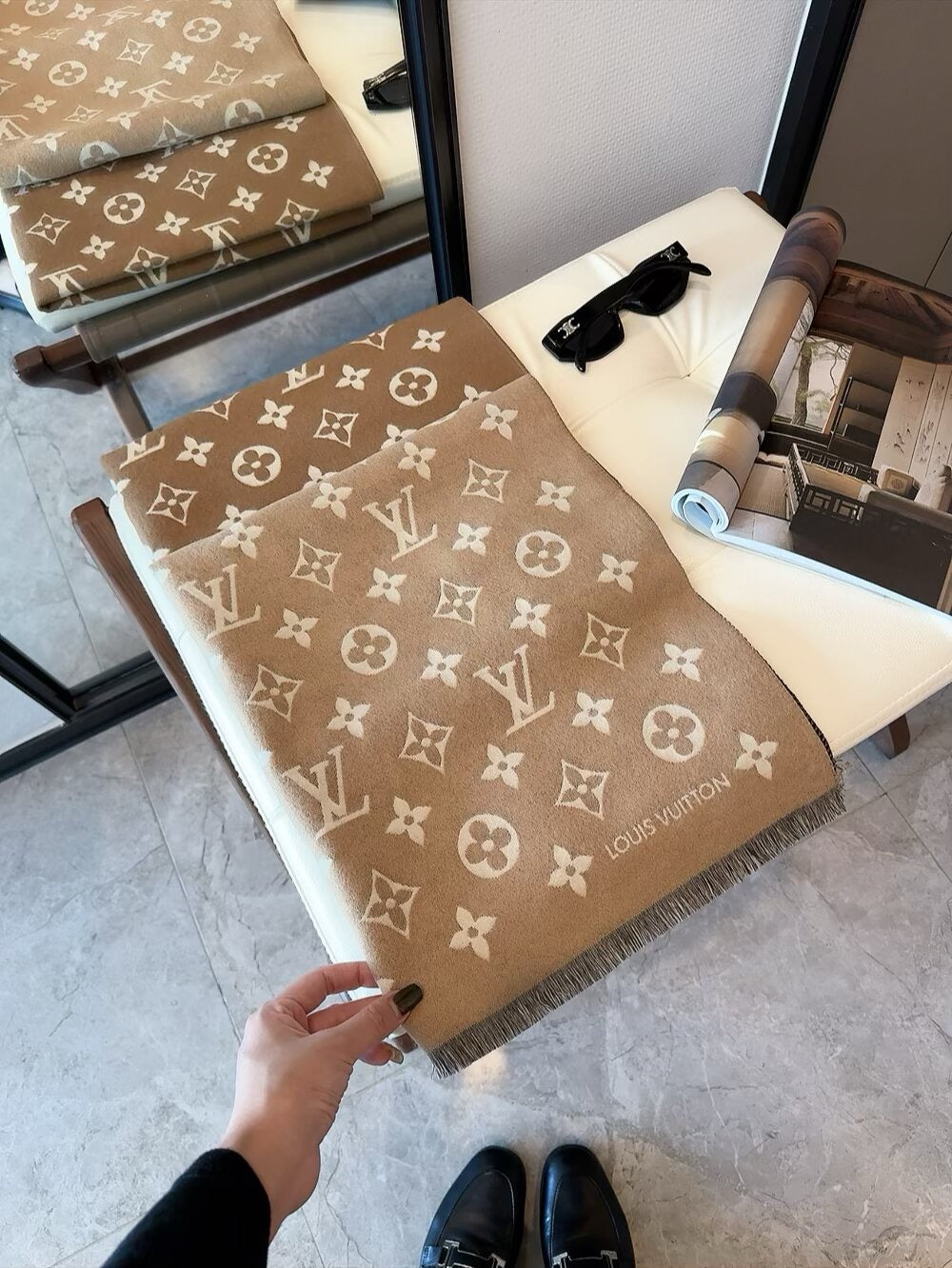 👑 Cashmere gradient jacquard classic design long scarf