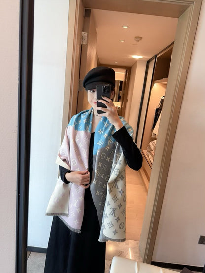 👑 Cashmere gradient jacquard classic design long scarf