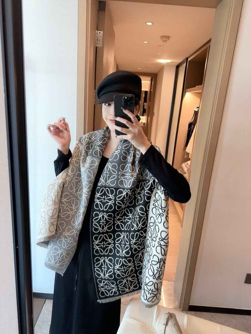 The scarf is very soft, delicate, and comfortable, with mild water ripples!