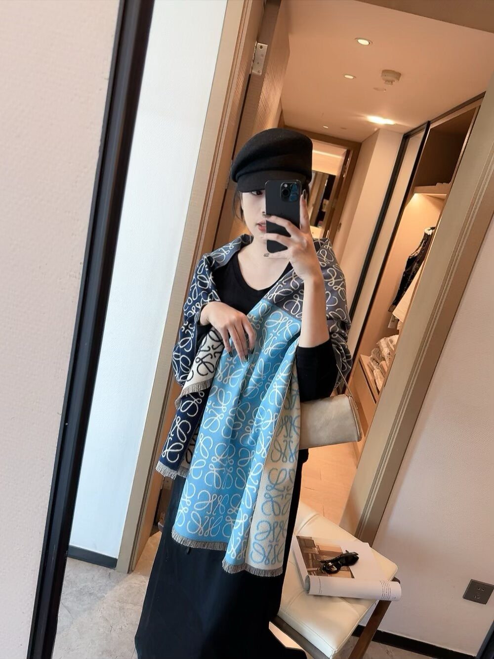 The scarf is very soft, delicate, and comfortable, with mild water ripples!