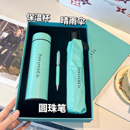 3-piece set of intelligent temperature display insulated cup ➕ Hand crafted signature pen with copper rod ➕ Super wind resistant 8-bone sunny umbrella
