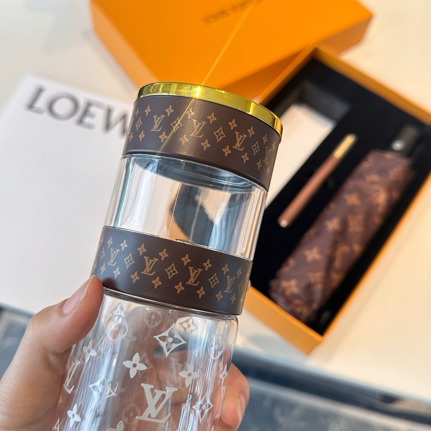 3-piece set of glass cups ➕ ballpoint pen ➕ Super wind resistant 8-bone sunny umbrella