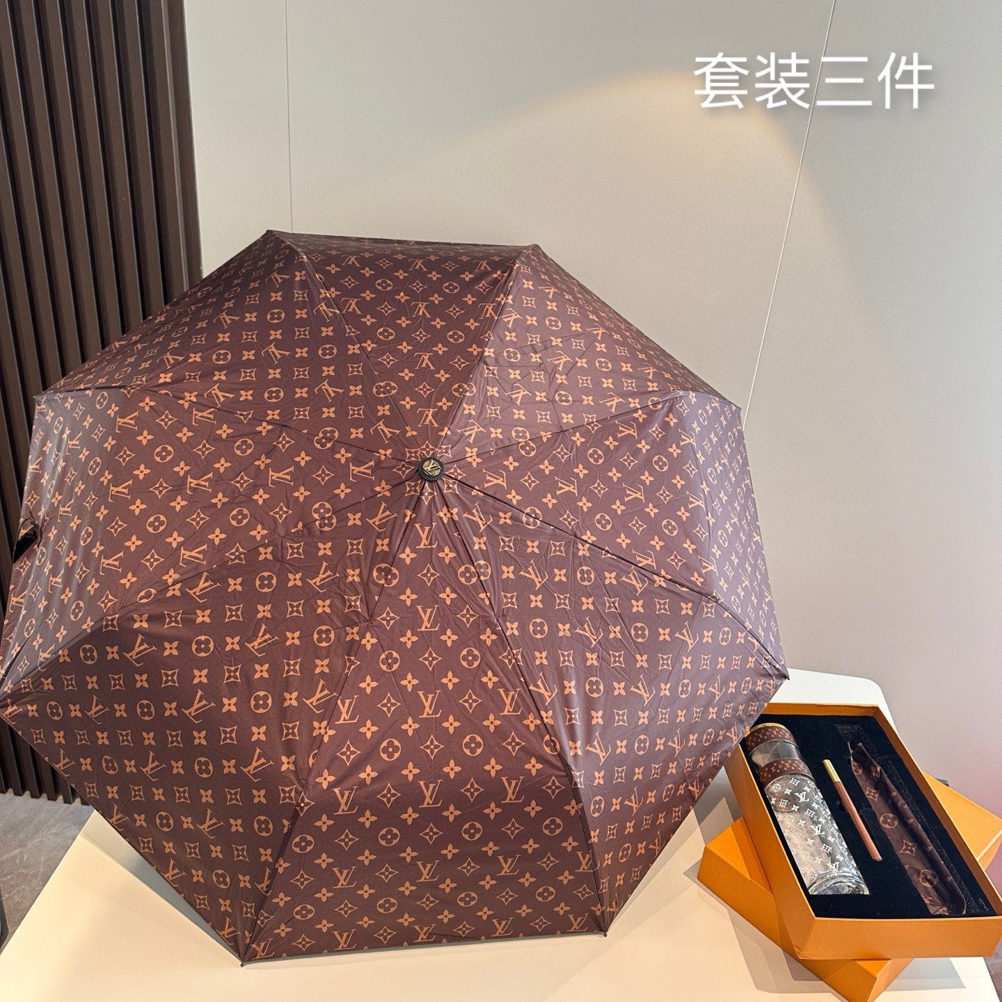 3-piece set of glass cups ➕ ballpoint pen ➕ Super wind resistant 8-bone sunny umbrella