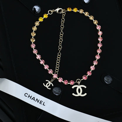 Colorful Diamond Necklace, Girl's Heart Rainbow Gradient Color