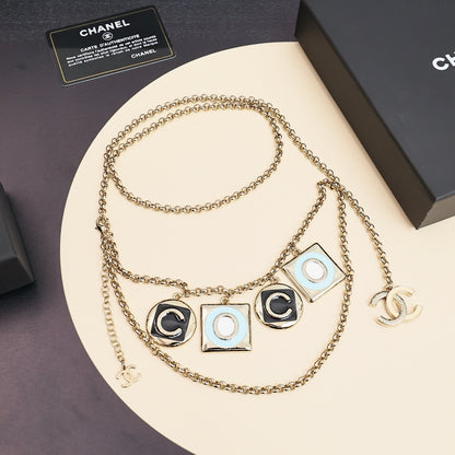 Early spring multi accessory enamel letter waist chain
