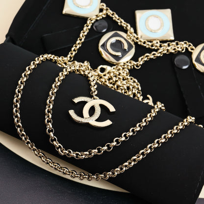 Early spring multi accessory enamel letter waist chain