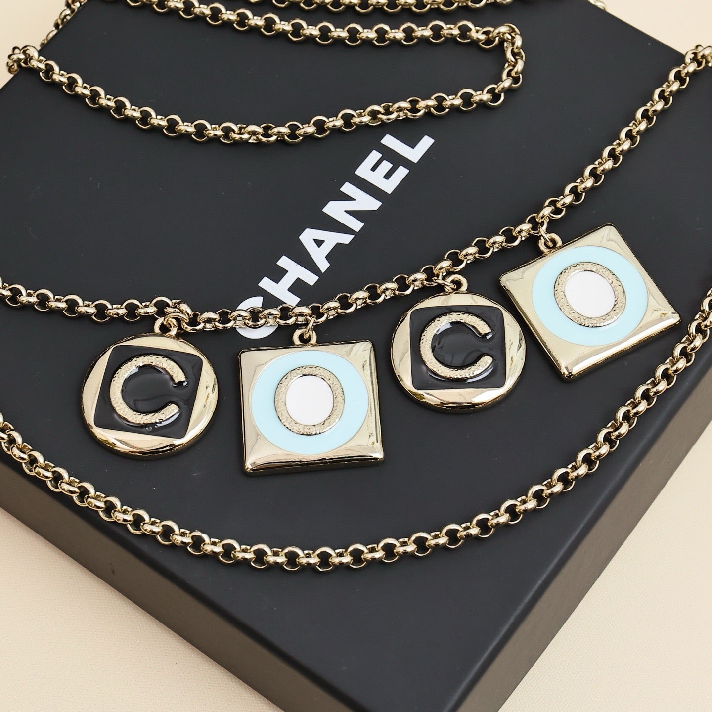 Early spring multi accessory enamel letter waist chain