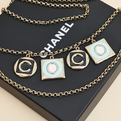 Early spring multi accessory enamel letter waist chain